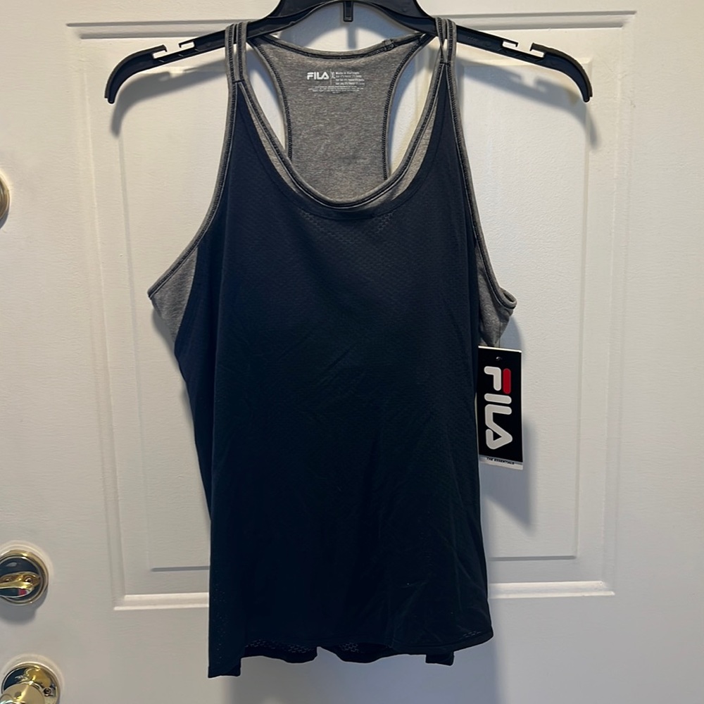 FILA mesh tank top with sports bra and pads included size XL